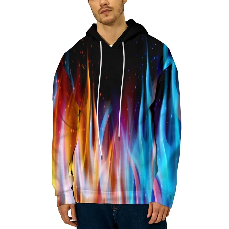 ثلاثية الأبعاد مطبوعة غالاكسي القط هوديي للرجال لهب الأسد نمط البلوز الخريف بلايز عادية المتضخم البلوفرات طويلة الأكمام هوديس