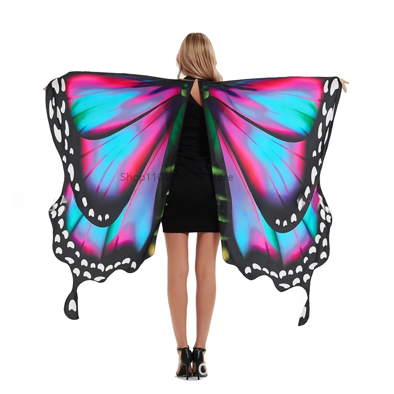 Butterfly Wings Costume Shawl Adult Fairy Ladies Festival Cosplay Scarf Halloween Dress Up Colorful Wing Cape Stage Clothing New