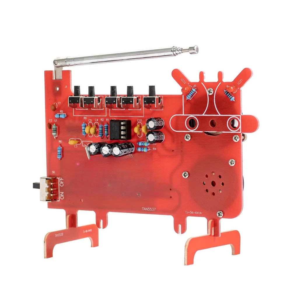 RDA5807 FM Radio DIY Soldering Kit Dual Channel For Auto Scan Red PCB Board 123x82mm For Educational Electronics Assembly