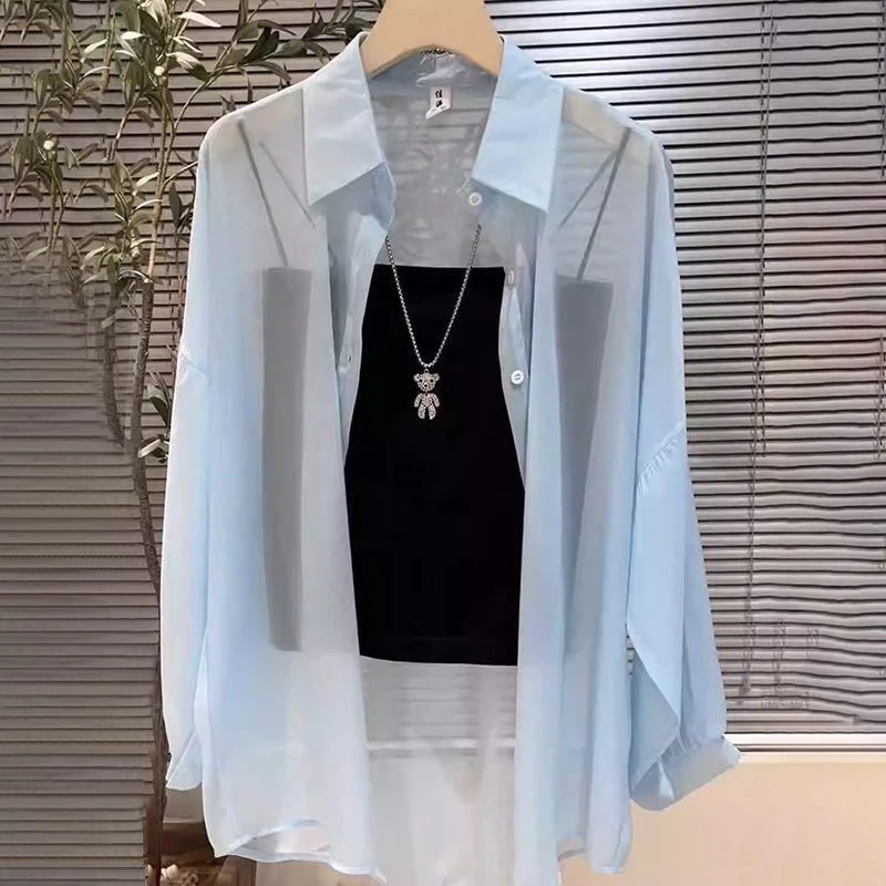 Moda risvolto bottone tinta unita camicia coreana tutto-fiammifero abbigliamento femminile 2025 primavera estate nuove magliette casual camicetta da pendolarismo allentata