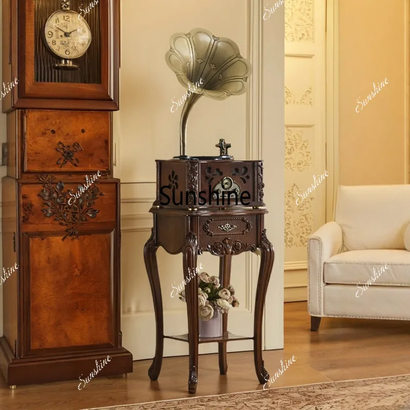 

Vinyl record player, phonograph, European style, old-fashioned electric singing, classical audio, living room ornament, antique