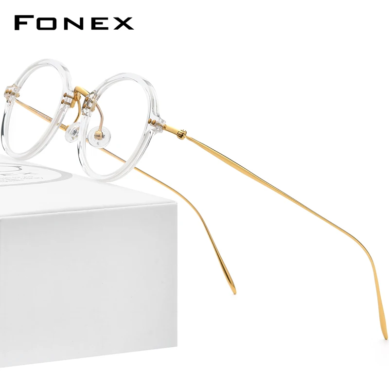

FONEX Acetate Titanium Eyeglasses Men 2021 New Retro Round Glasses Frame Women Spectacles Eyewear F85680
