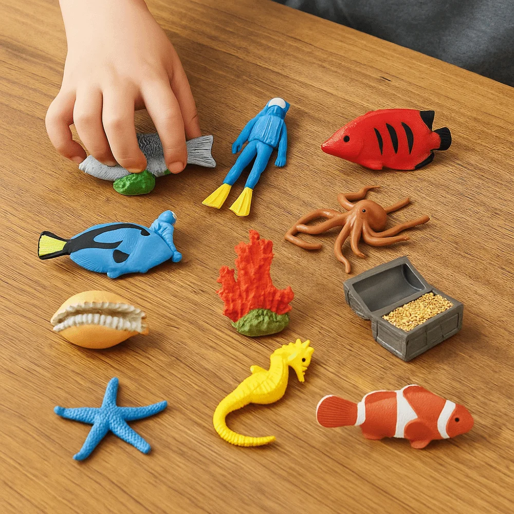 

11pcs PVC Simulated Fish Tank Decorations Starfish Octopus Lifelike Fish Figurine Collectible Crafts Ocean Animals Ornaments