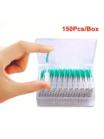 150Pcs/box Interdental Brush Soft Rubber Teeth Cleaning Tools Dental Cleaning Between Teeth Toothbrush Oral Hygiene Care Tools