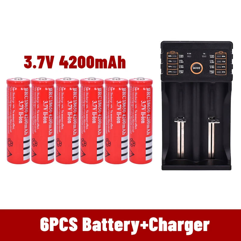 18650 3.7 v 4200 mah 18650 Lithium Rechargeable Battery For EvreFire Flashlight batteries +Charger