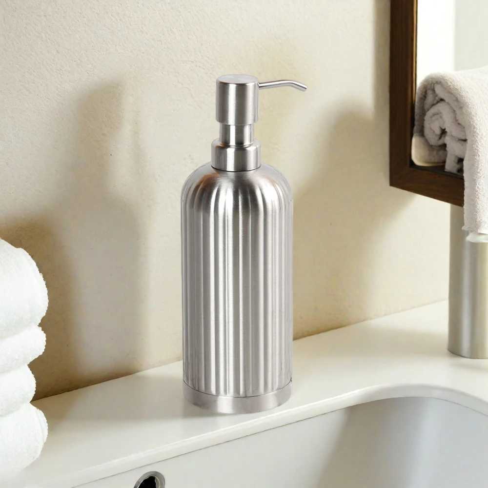 

304 Stainless Steel Lotion Dispenser Soap Hand Pump Bottle Minimalist Anti Slip Design for Kitchen Bathroom Hotel Use