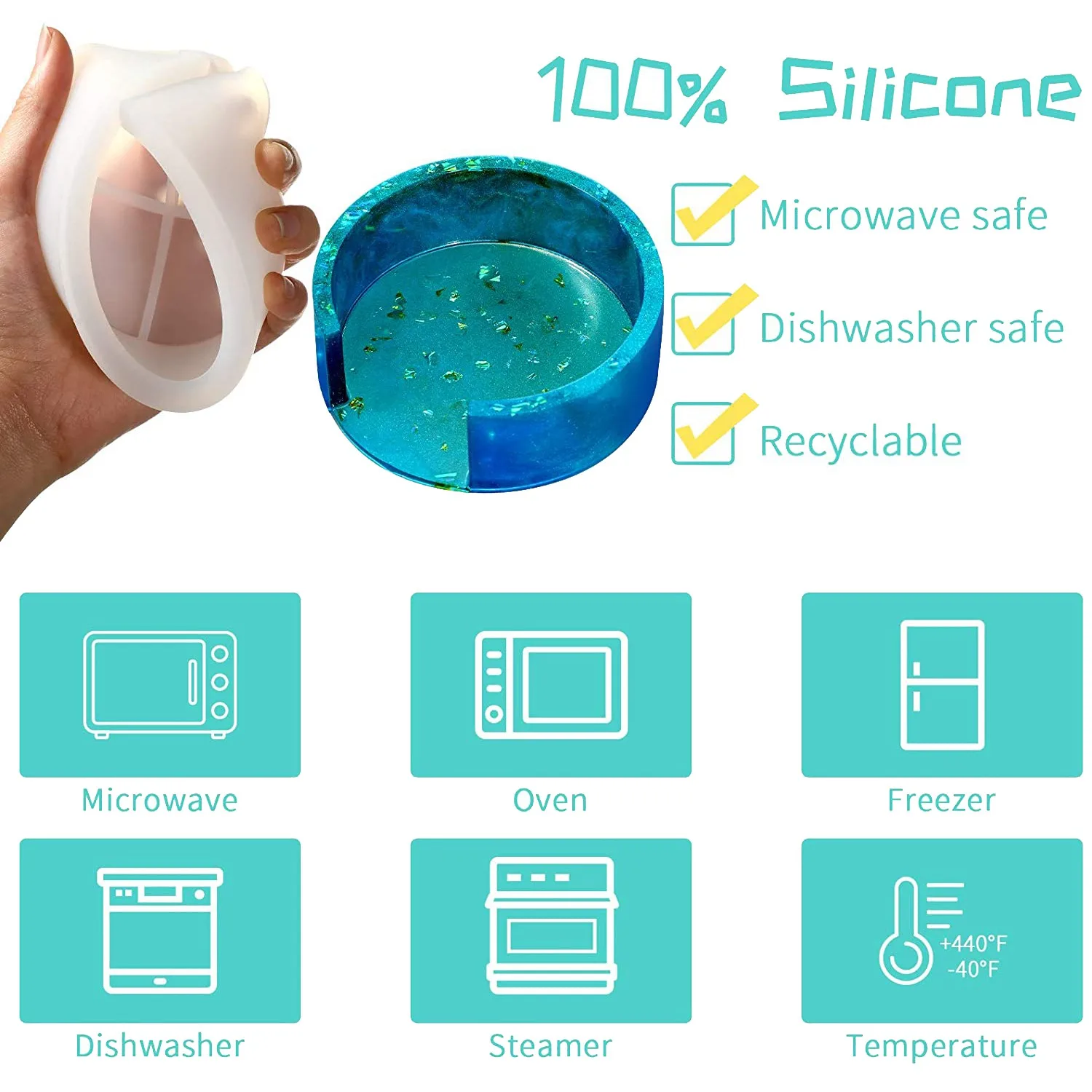 Untersetzer Harz Formen Set Silikon Untersetzer Aufbewahrung sbox Form in Rechteck runde Epoxy Gussform für DIY Kunst handwerk