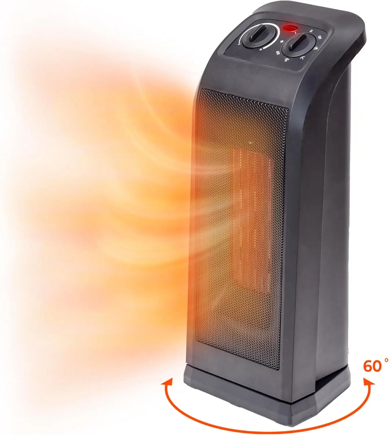 

Напольный обогреватель Tower 18 дюймов с PTC-нагревательным элементом, двойная мощность 1500 Вт/900 Вт, 60 см ° Осцилляция, регулируемый термостат, режим только вентилятора