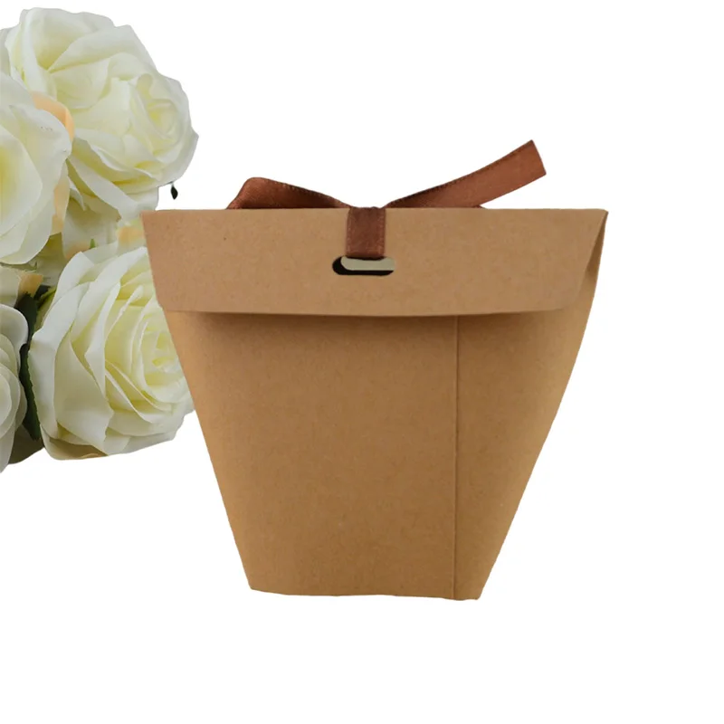 10/20Pcs Blank Kraft Papier Tasche Weiß Schwarz Candy Tasche Hochzeit Gefälligkeiten Geschenk Box Paket Geburtstag Party Dekoration taschen Mit Band – Detail 5