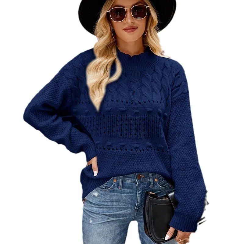 Women's Casual Lazy Sweater Autumn And Winter New Item Solid Color Versatile Comfortable Long Sleeved Pullover Knitted Sweater