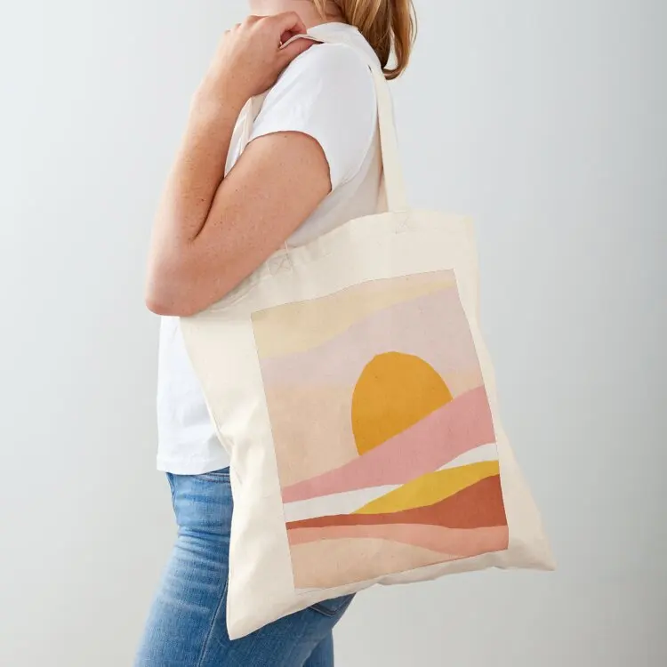 

Abstract, Landscape, Sun, Mid century modern kids wall art, Nursery room Tote Bag large size bags bag luxury women