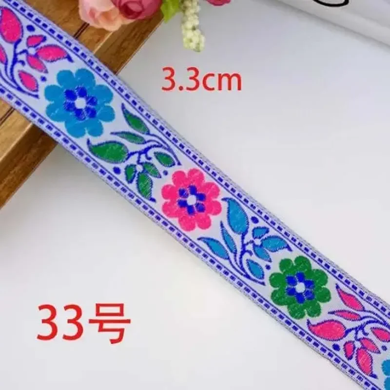 Woven Ribbon Jacquard Cord DIY Belt 7 Yards Dog Belt 33MM Webbing DIY Ribbon Cord Trim