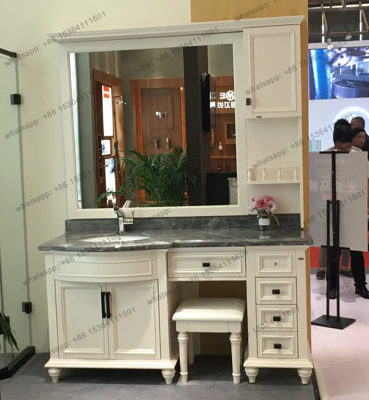 American bathroom cabinet combination solid wood washing table rock slab integrated seamless ceramic basin customization