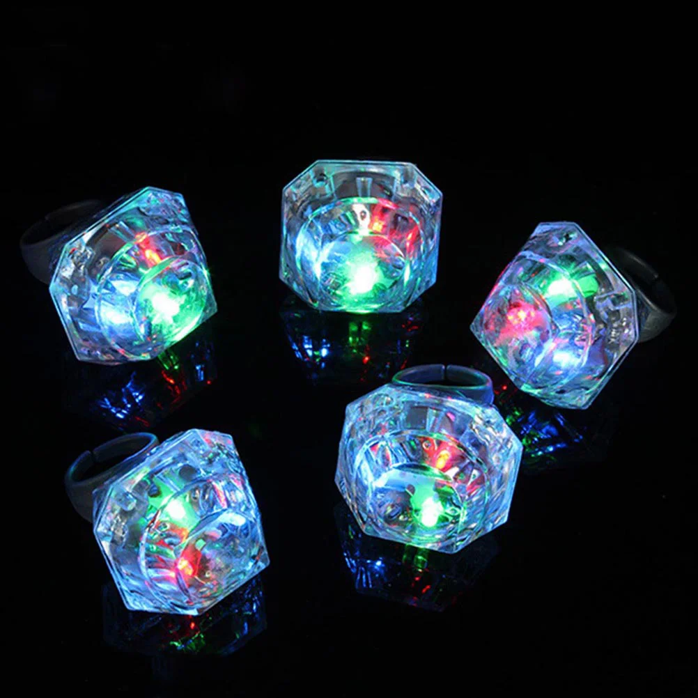 8 Pcs Flash Toys Flashing Ring LED Rings Light up Diamond Little Girl Props Child