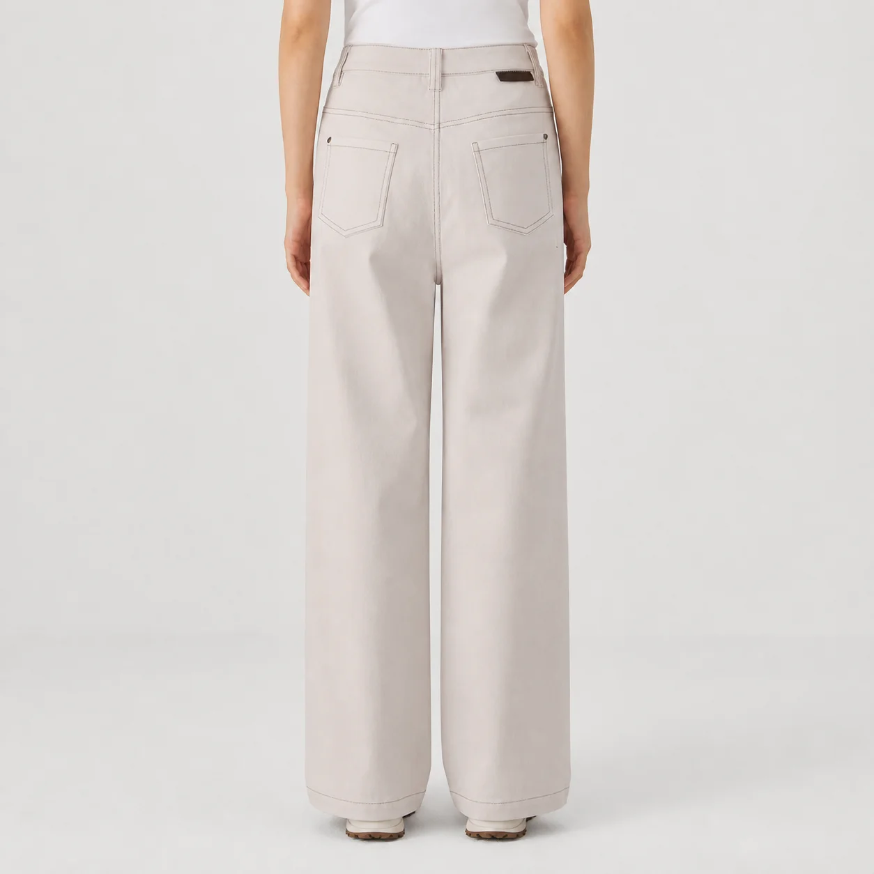 KX7523422 High-Waisted Wide-Leg Pants Luxury Cotton Blend Solid Color Women's Comfortable Fit Casual Trousers