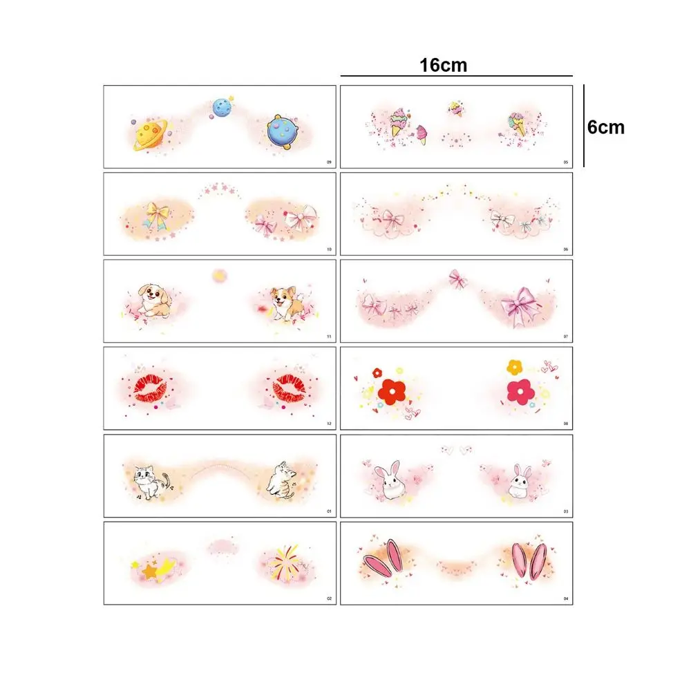 12PCS Temporäre Glitter Gesicht Tattoo Mehrfarbige Mode Stile Wange Make-Up Tattoo Make-Up Zubehör Gesicht Make-Up Patches