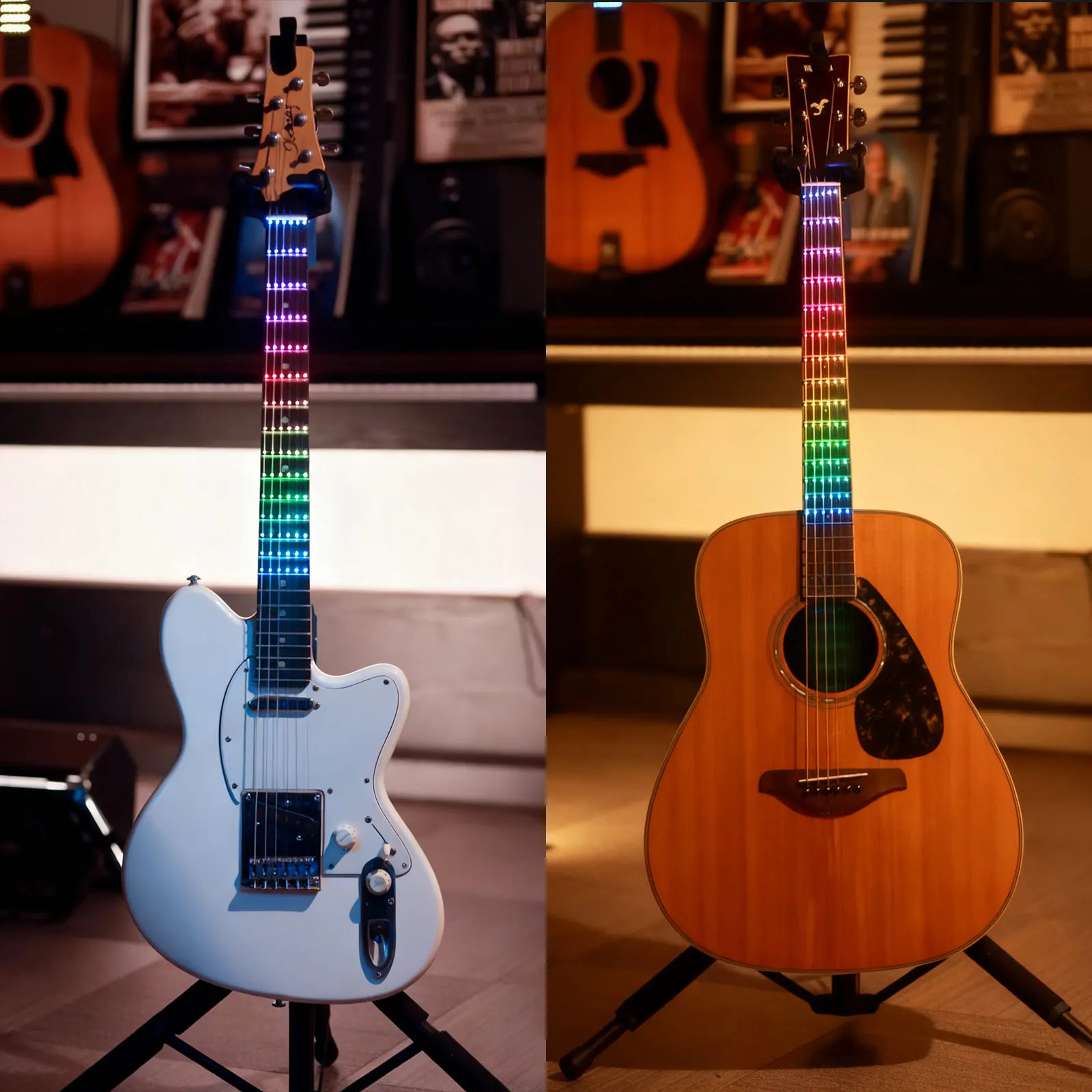 

Новая умная гитарная накладка на гриф, светодиодная лента Sct-86 для вечеринки/Рождества/фестивалю/выступления/потоковое трансляция вживую 6-ступенчатый режим освещения