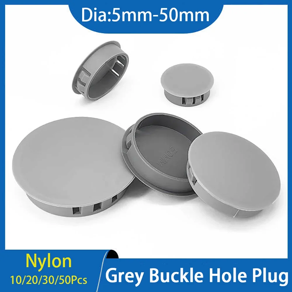 10-50Pcs Grey Round Nylon Snap-on Wire Grommet Computer Desk Wire Hole Cover Wire Inlet Outlet Seal Ring Hole Plug Protector