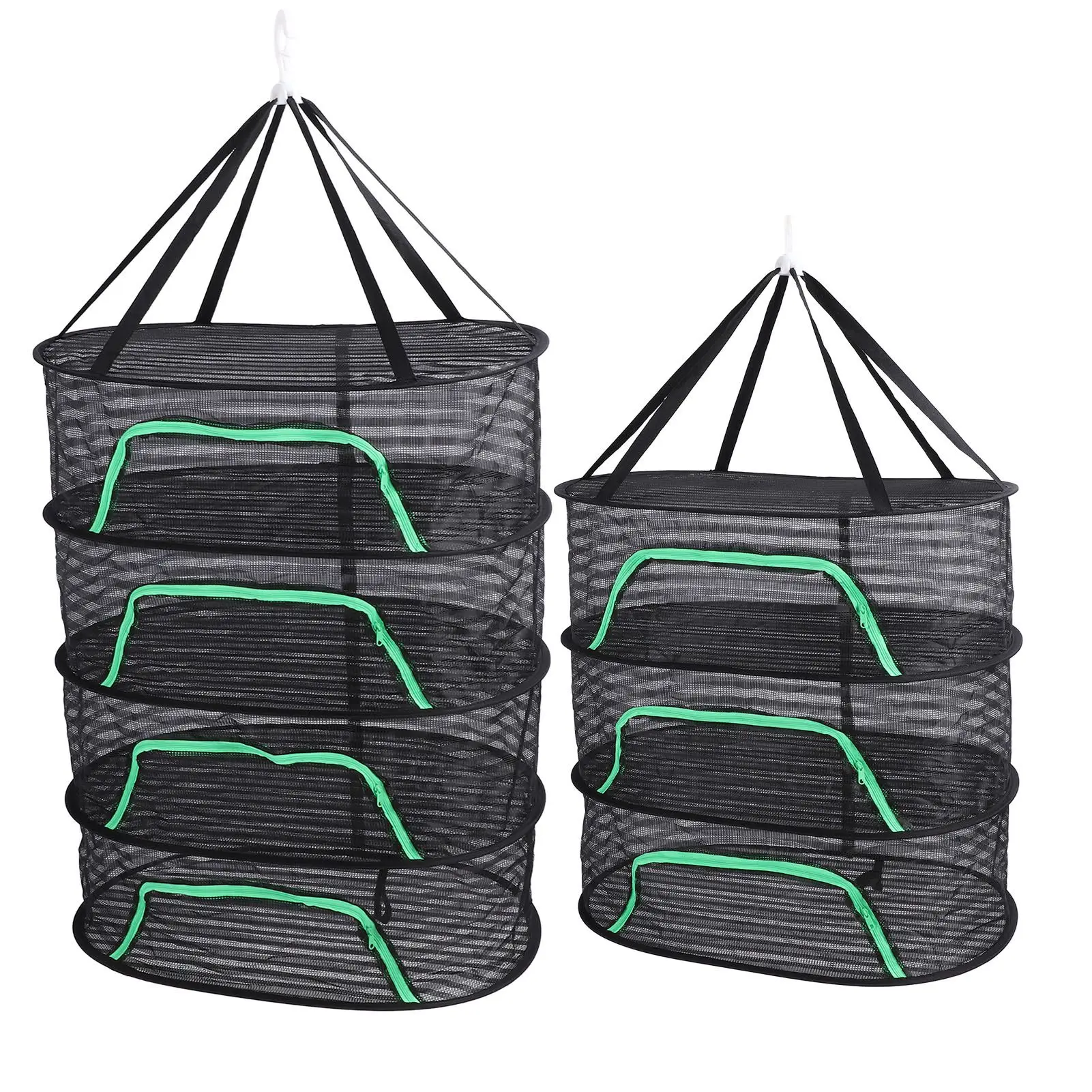 رف تجفيف معلق من البوليستر المسامي وقابل للطي متعدد الطبقات متعدد الاستخدامات مع سحاب لبتلات فواكه الخضروات والأسماك