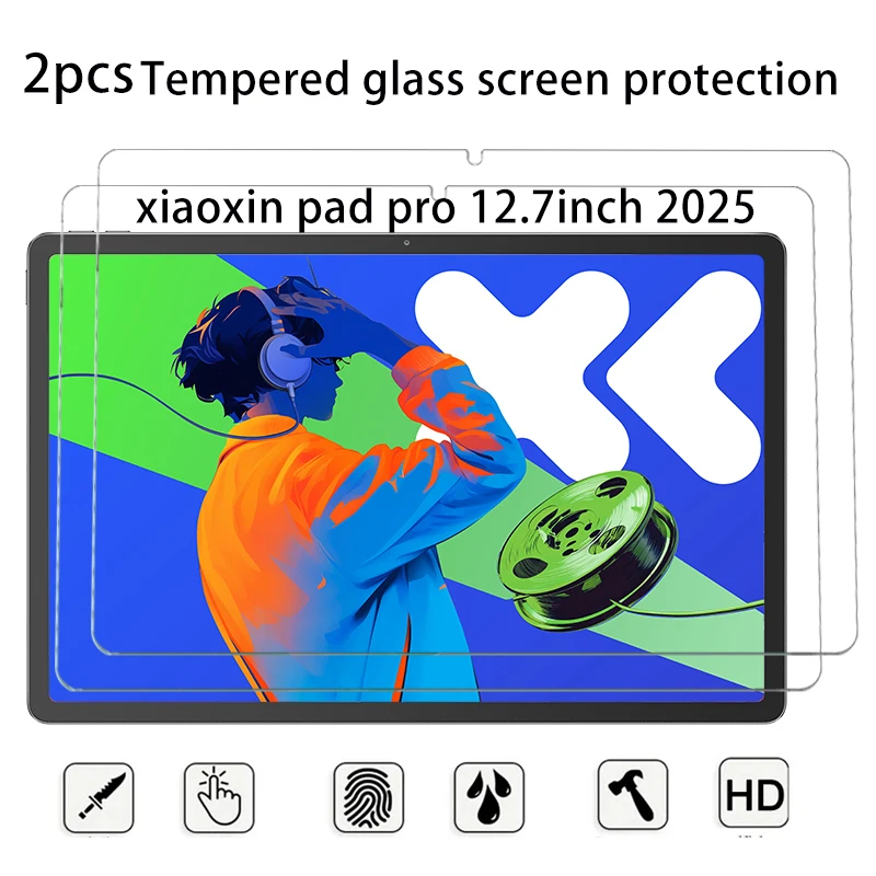 

Закаленное стекло HD для Lenovo Xiaoxin Pad pro 12,7 2025, 2 шт., устойчивая к царапинам, с масляным покрытием, жесткая пленка для планшета