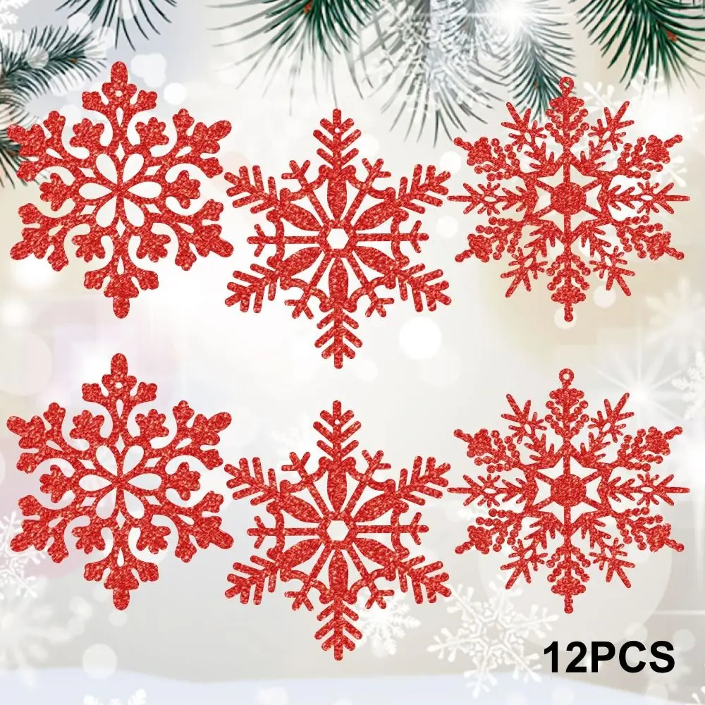 

12pcs/set DIY Christmas Snowflake Pendants Plastic Handmade Christmas Artificial Snowflake Glitter Snowflake Paper Crafts