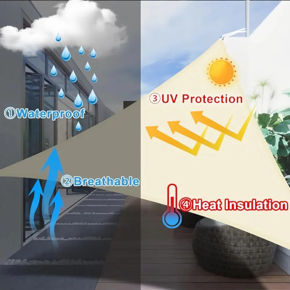 3x3x3/3x4x5M wodoodporna parasol przeciwsłoneczny żagiel na zewnątrz trójkątny zadaszenie osłony blok UV do pergoli Patio przydomowy taras ogrodowy