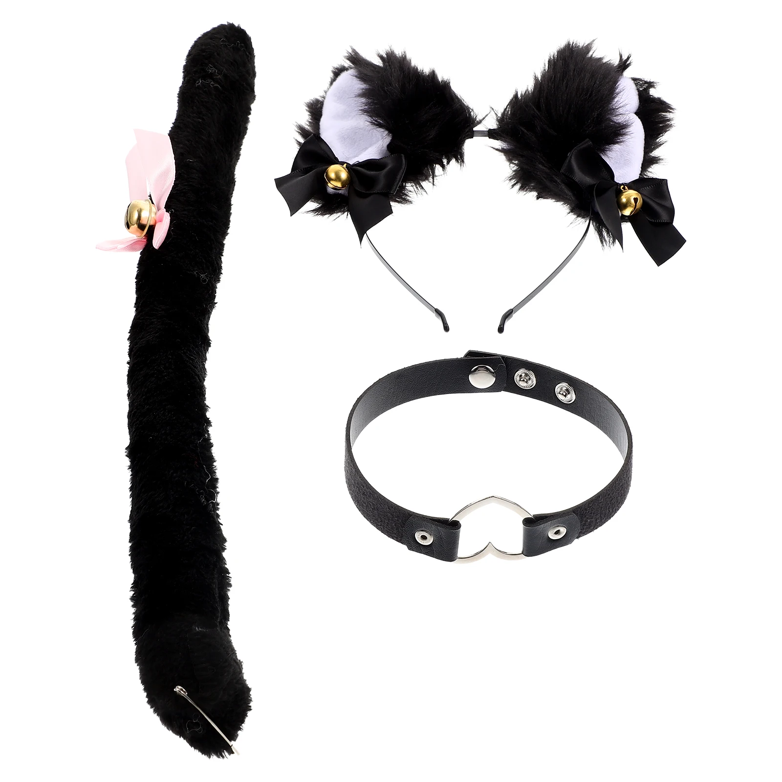 

1 set Cat Ear Hair Hoop Suits Headbands Decorative Ears Headdress Women Cosplay Props Party Accessories Lovely Tail Collar
