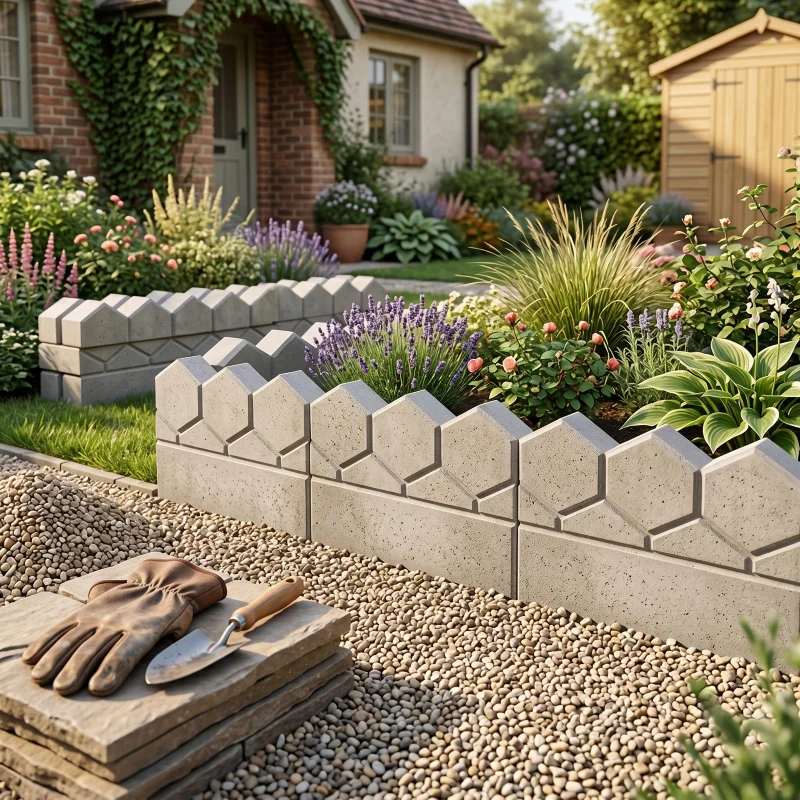 Garden Edging Mold for Flower Bed Paver & Grass Border, Reusable Cement Form for Park & Courtyard, Plastic Mould