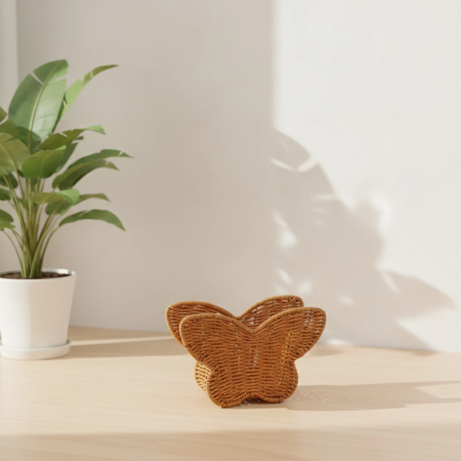 Butterfly Basket Scalloped Woven Basket with Handle Organizer Vintage Portable for Home Decor, Flower Arranging