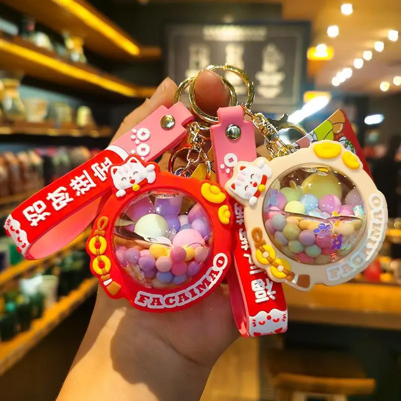 

Authentic Oil Recruitment Cat New Year Keychain New Year PVC Keyring Small Gift Doll Machine Wholesale Kawaii Cute Small Gift