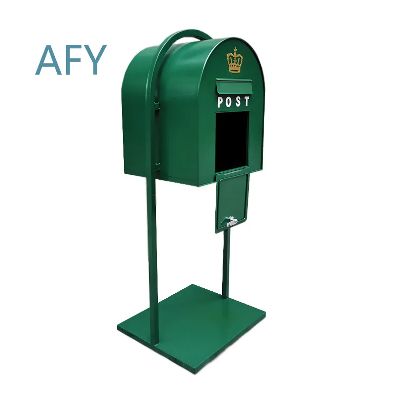European Retro Wrought Iron Mailbox for Home Office Outdoor Use Double Door Handmade Voting Suggestion Box Floor Standing