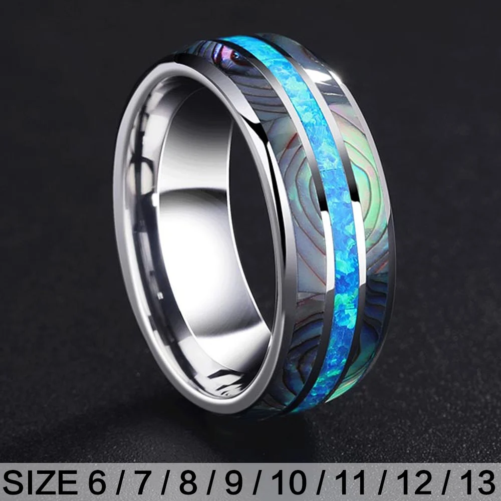 Tungsten Carbide Rings, 8mm Steel Ring High Polished Never Fade Jewelry Unique Personality Luxury Accessories for Wedding Band