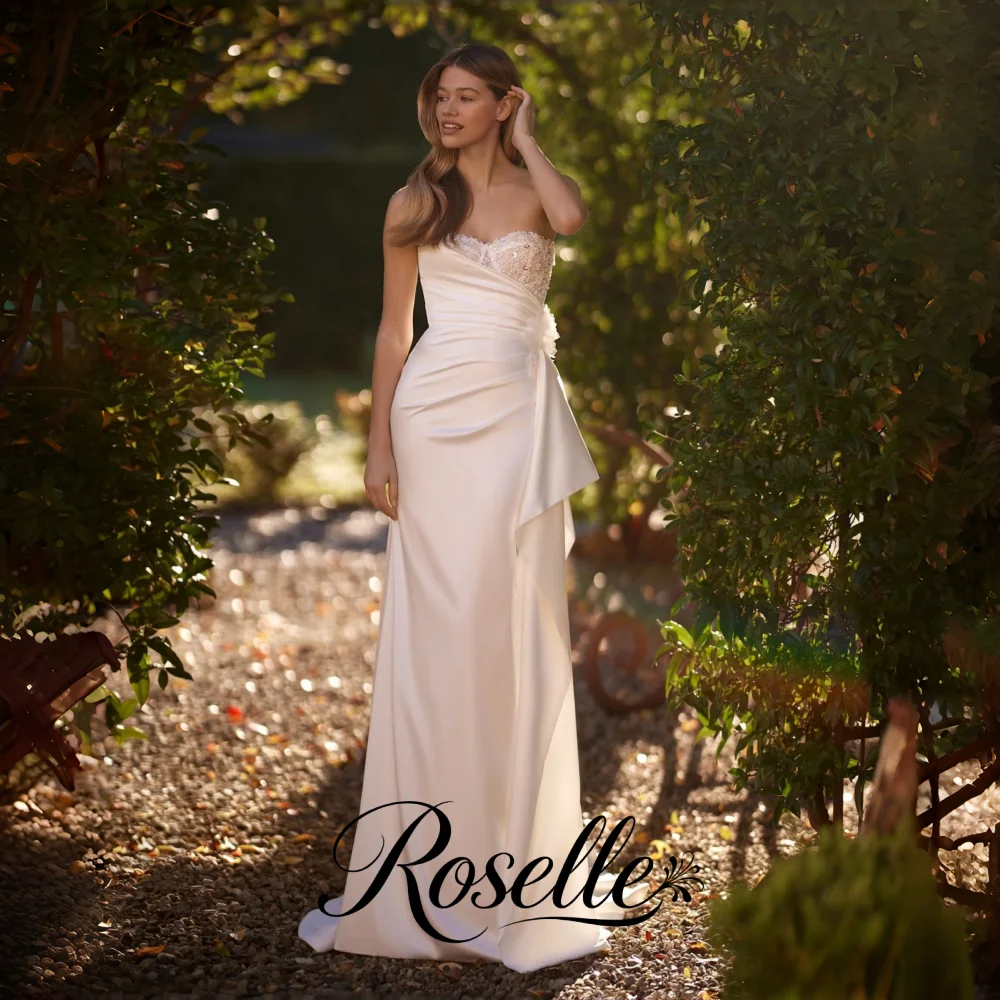 ROSELLE Exquisite Strapless Sleeveless Mermaid Wedding Dress Lace Beading Open Back 2026 Bridal Gown Customized свадебное платье