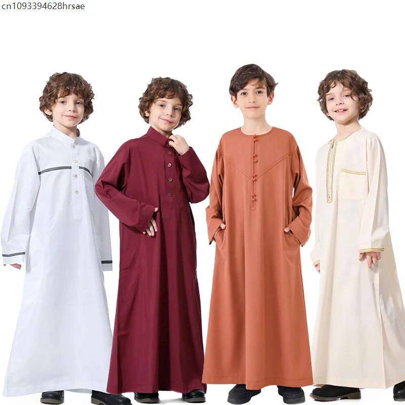 

Junge Muslim Arab Jubba Robe Abayas Kaftan Islamic Outfits Long Sleeve Thobe Middle East Teenage Costume Ramadan Cosplay Clothes