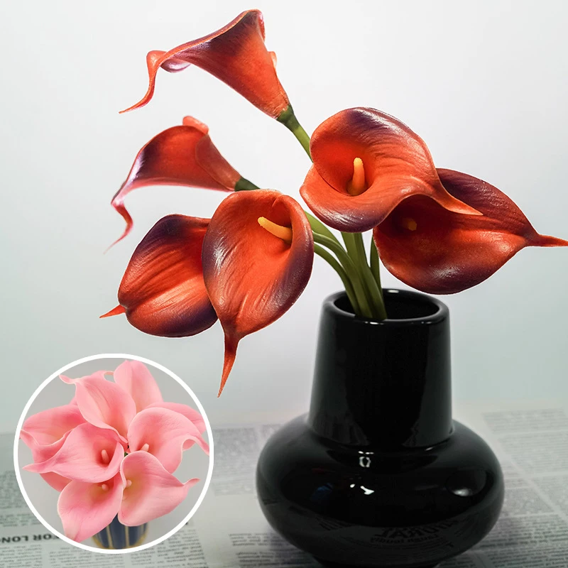 

14.3inch Multicolored PU Mini Calla Imitation Flowers Fake Flower Wedding Birthday Holiday Scene Layout Fake Flower Wholesale