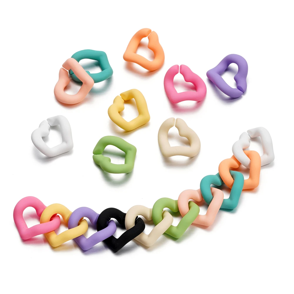 

20PCS 11 Colors Acrylic Love Shaped Resin Chain Links DIY Earring Necklace Bracelet Bag Charm Accessories For Jewelry Making