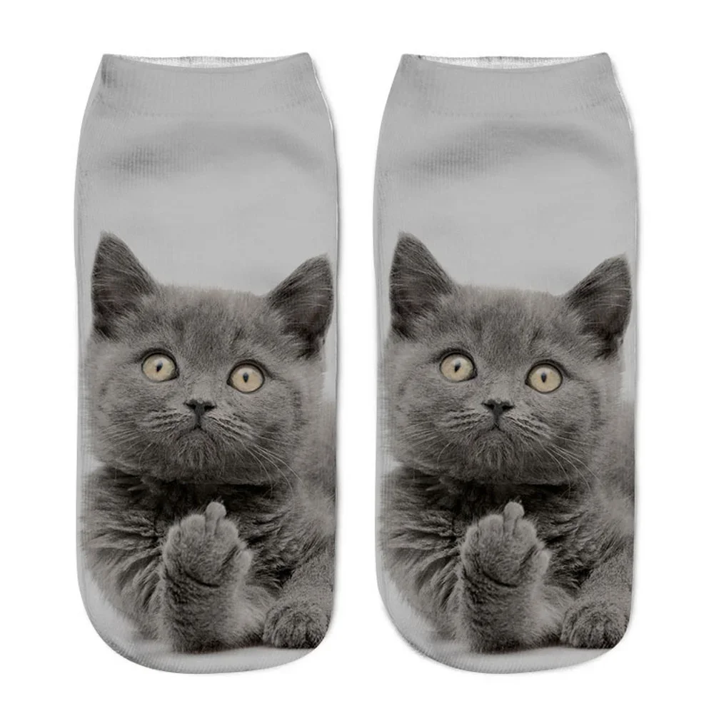 Cute Cat Face Low Ankle Socks for Women - Colorful and Fun Cartoon Print with Multiple Kittens - New Arrival