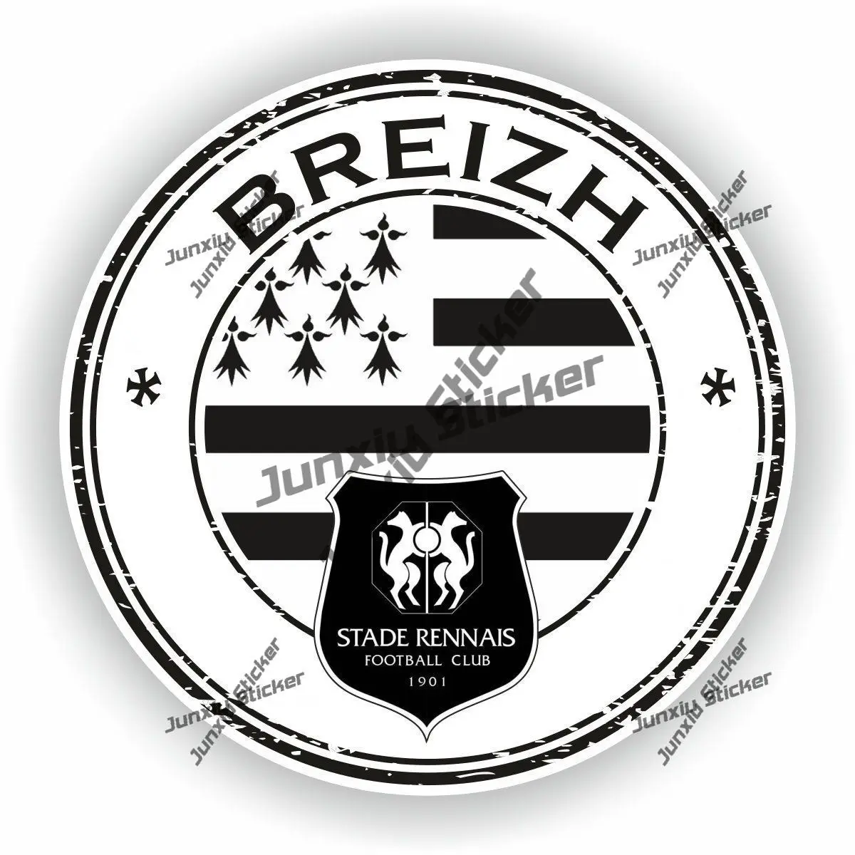 

France Bretagne Sticker Coat of Arms of France Bretagne Round Flag Seal UV Protected Decal Car The Whole Body Cover Scratches