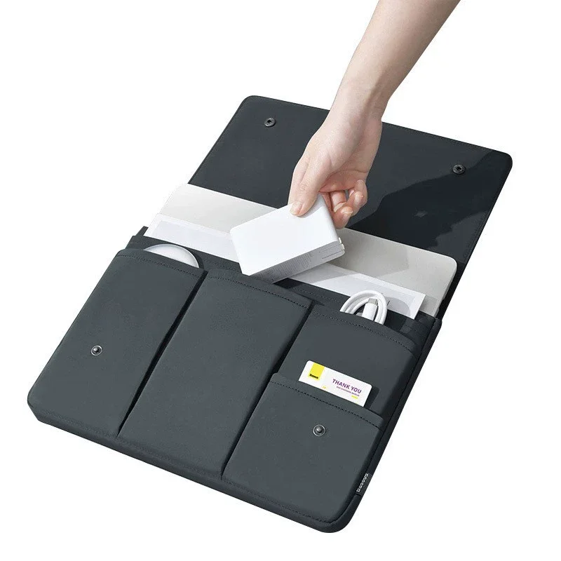 Laptop Sleeve with Multiple Compartments, Shockproof Handheld Storage Bag, Waterproof Flap Computer Bag for Pro 13 15 16 Inches