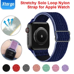 Nylon Stretchy Solo Loop Watch Band for Apple Watch Series 38mm 42mm for iWatch Series 1-9 SE Ultra Adjustable Replacement Strap