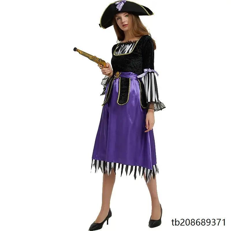 Costume da pirata caraibico per adulti, abbigliamento da spettacolo per Halloween, costume da palcoscenico, abbigliamento etnico tradizionale da donna