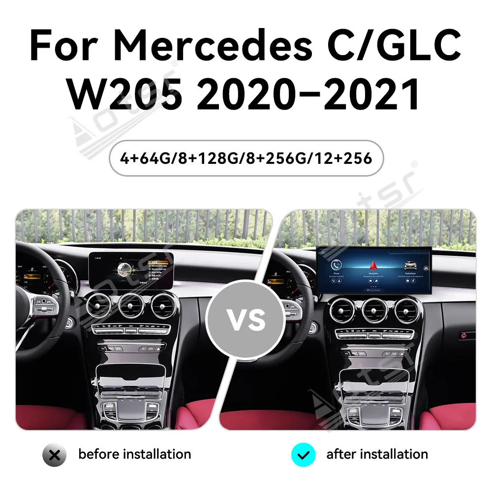 15.8 بوصة أندرويد 14 لمرسيدس بنز C GLC W205 2020-2021 6.0 نظام سيارة لتحديد المواقع والملاحة CarPlay HD شاشة تعمل باللمس رئيس وحدة