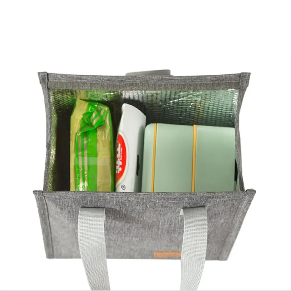 Insulation Package Solid Color Outdoor Food Hand Bags Tote Canvas Lunch Bag Thermal Breakfast Organizer Waterproof Lunch Bag