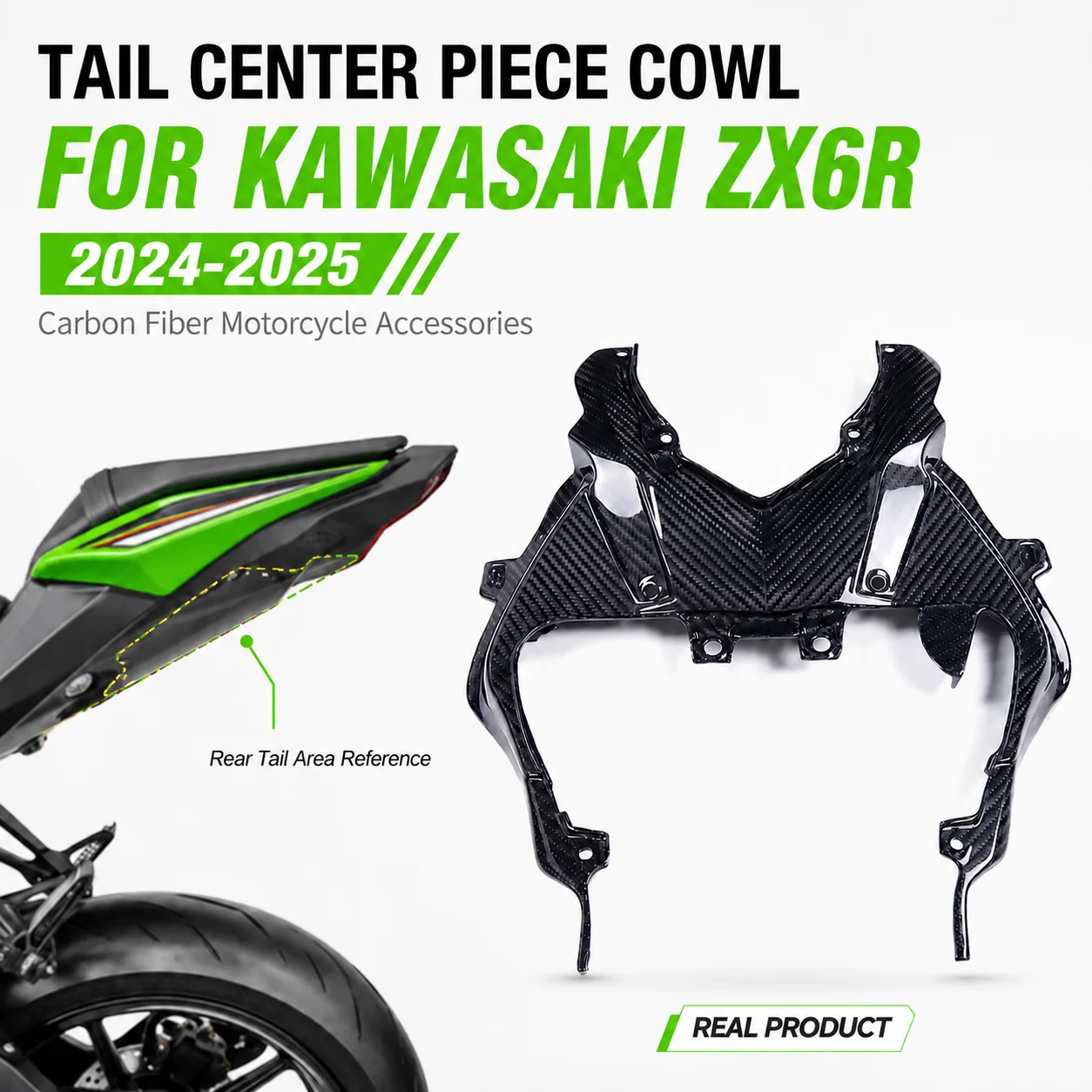 Tail Center Piece Cowl Carbon Fiber Rear Tail Seat Panel for Kawasaki ZX6R ZX-6R ZX636 2019-2025 Motorcycle Accessories