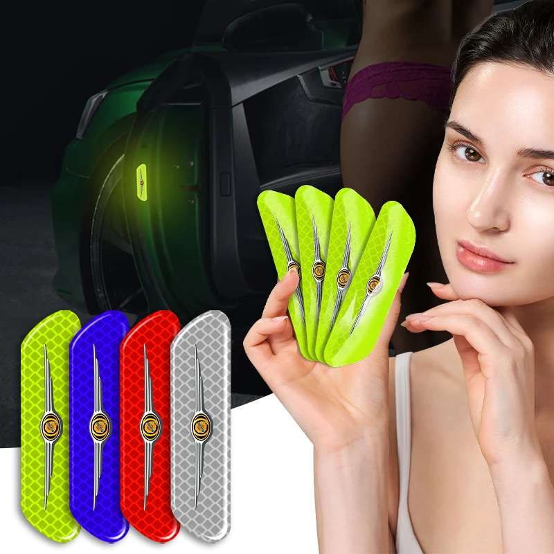 

4pcs Car Door Reflective Strips security Warning Stickers For Chrysler 300c Voyager Town Country Grand Voyager PT Cruiser