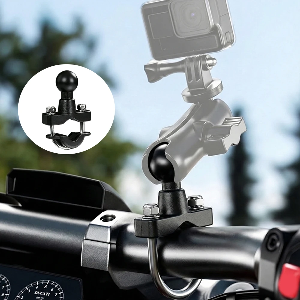 Motorrad-Lenkerhalterung 1'' Kugelkopf Auto-Kopfstützenhalterung GPS U-Bolzen-Halterung Motorrad-Basis Kamera- und Telefonzubehör