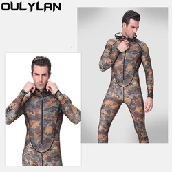 Oulylan Men's Camouflage Wetsuit One-piece Sunscreen Diving Suit Hooded Surf Jellyfish Swimsuit Spearfishing Scuba Diving Suit