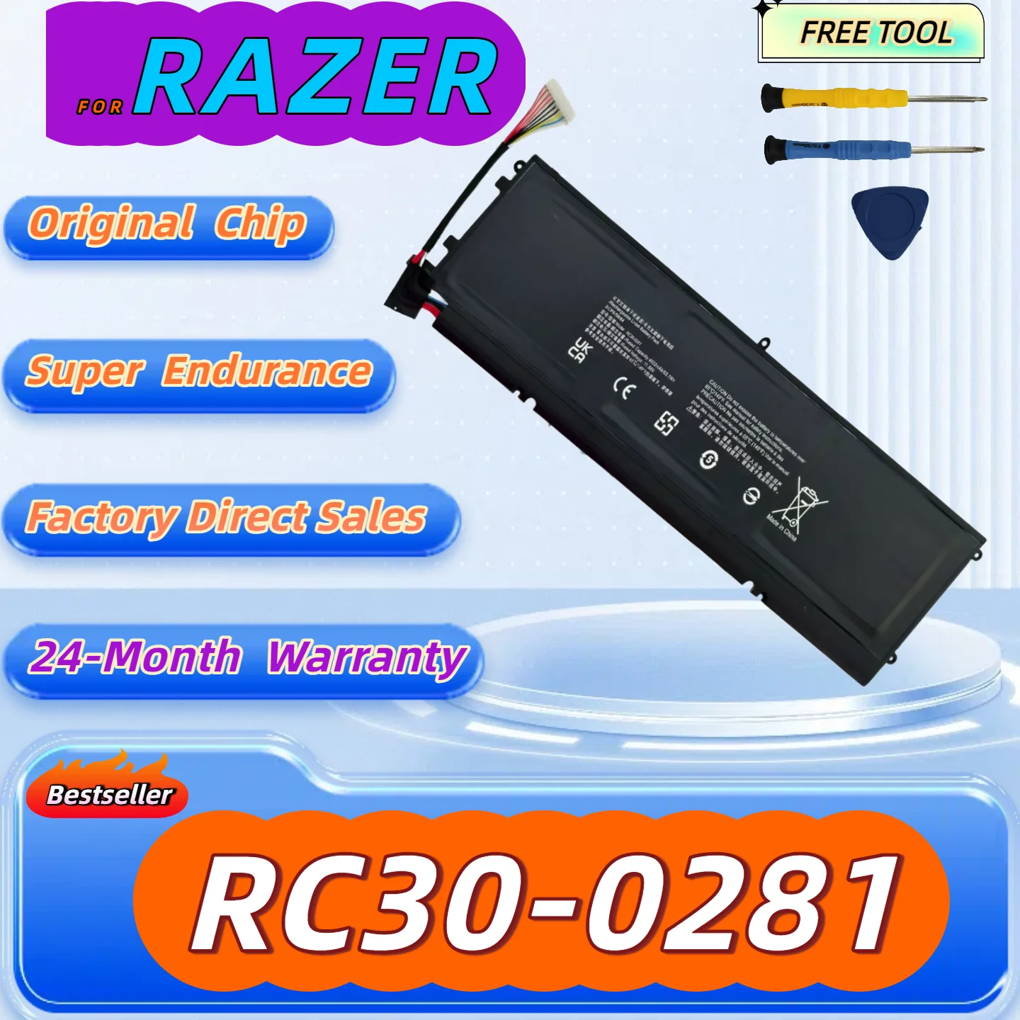 RC30-0281 Аккумулятор для Razer Blade Stealth 13 Stealth13 2018 2019 GTX 1650 Max-Q RZ09-03102E52-R3U1 Бесплатный инструмент + гарантия 24 м RC30-0281 Аккумулятор для Razer Blade Stealth 13 Stealth13 2018 2019 GTX 1650 Max-Q RZ09-03102E52-R3U1 Бесплатный инструмент + гарантия 24 м