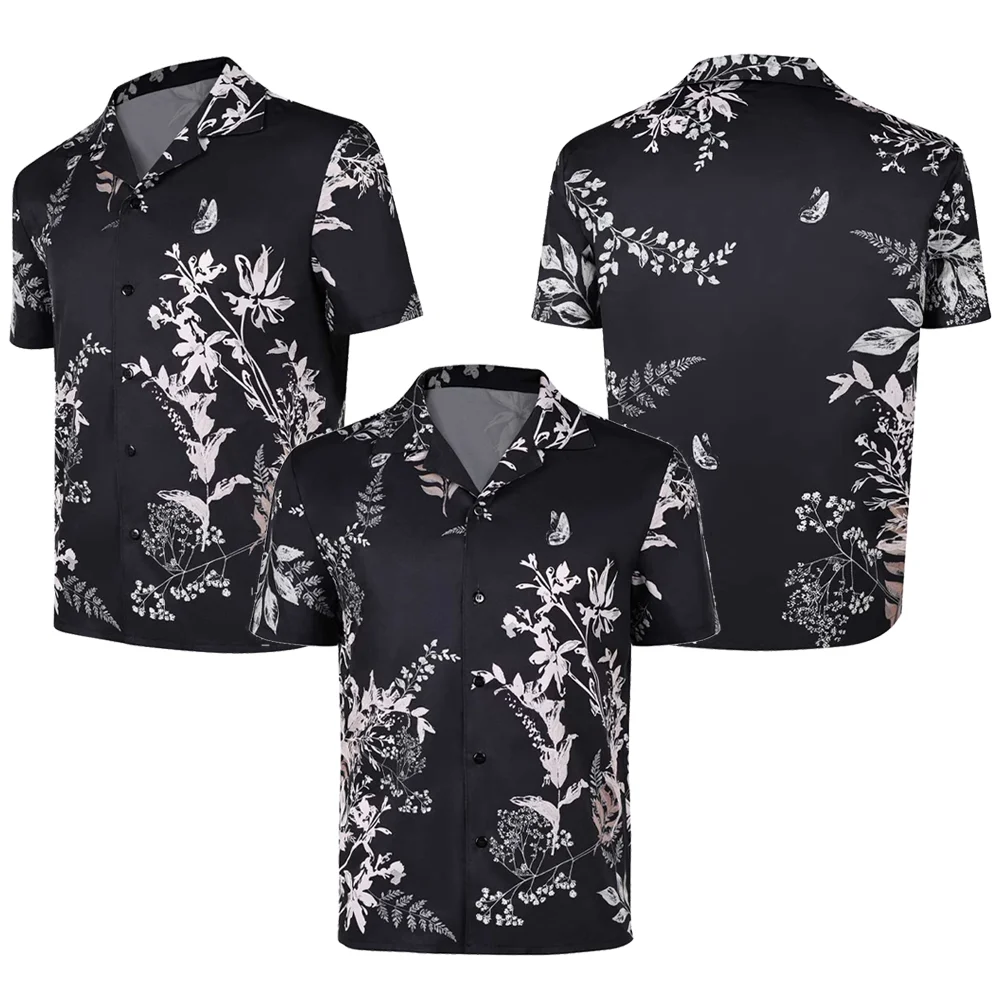 Disfraz de Jason Duval, Camisa Hawaiana con Solapa, Manga Corta, Botones, Corte Holgado, Estilo Aloha, Informal, para Halloween, Carnaval, Disfraz