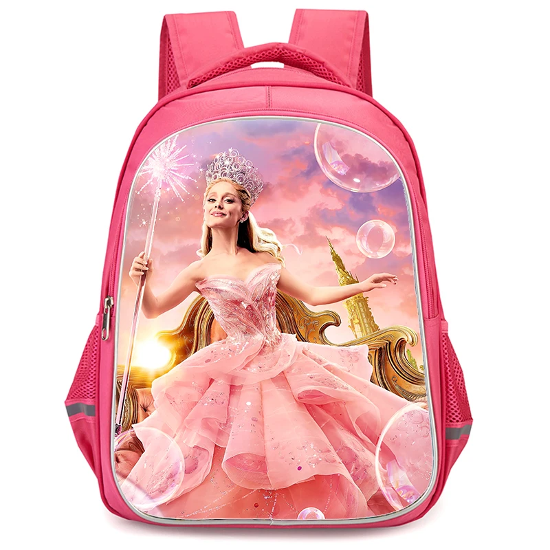 Girls' Anime School Bags with Double Zipper Pocket,W-Wicked Printed Cartoon Pink Backpack Durable Bookbags for Pupil Students